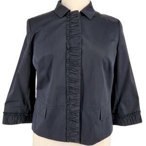 Talbots Satin Ruffle Snap Front Dinner Coat Womens Plus Size 16P Petites